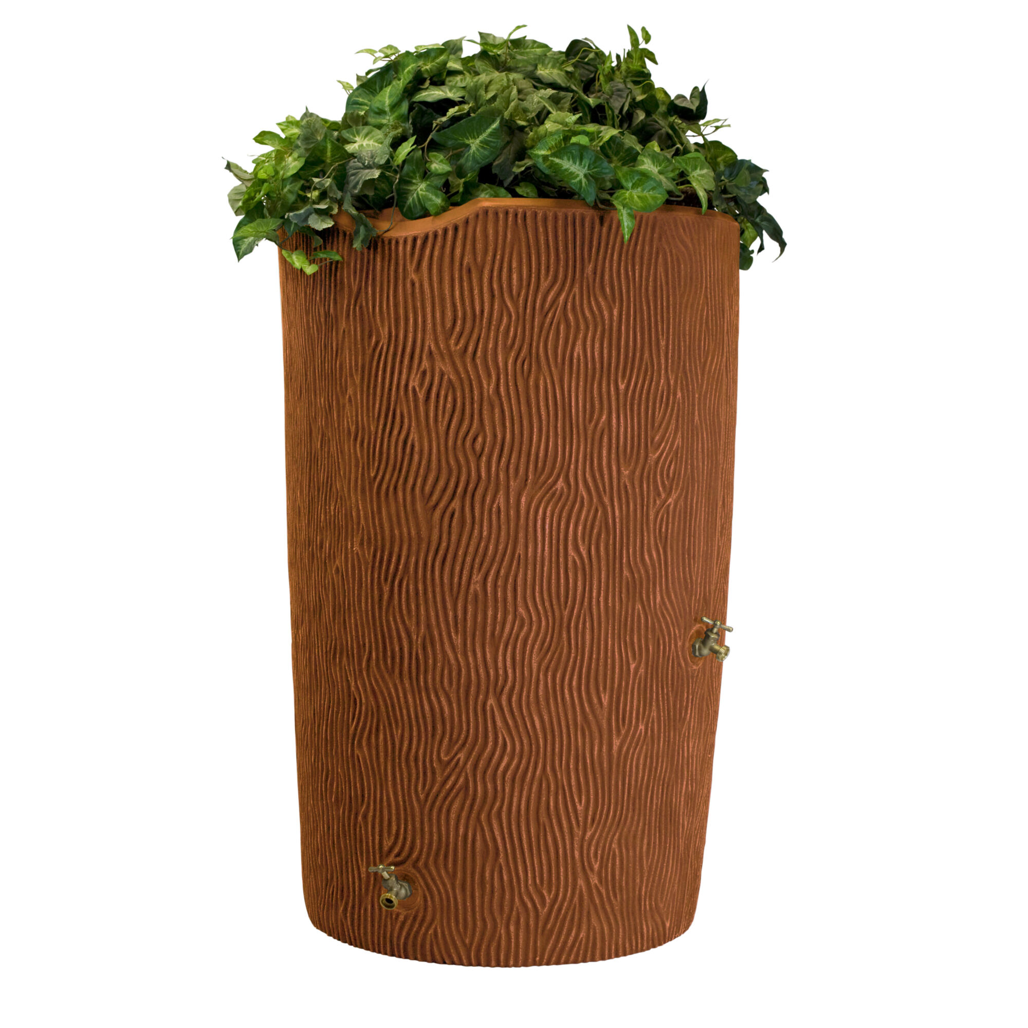 Good Ideas Impressions Bark Rain Saver Barrel — 90 Gallon, Terra Cotta, Integrated Overflow Channel, Model# IMP-C90-TC